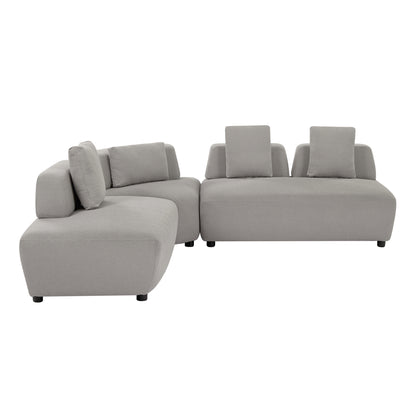 3-piece Sectional Sofa Convertible with Four Removable Pillows Grey