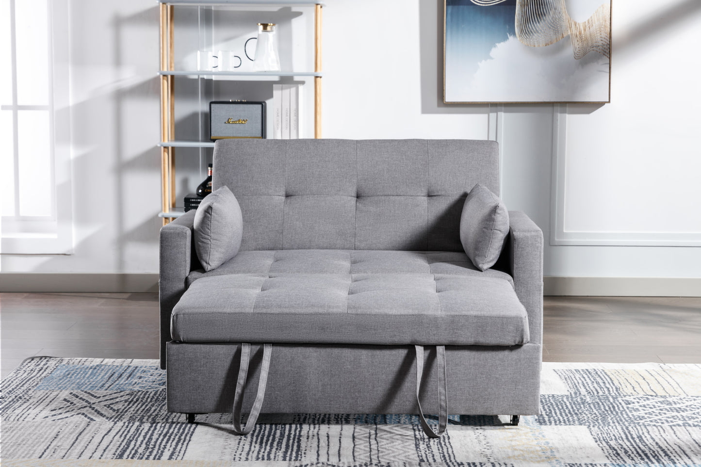 3-in-1 Convertible Sleeper Loveseat with Side Pocket