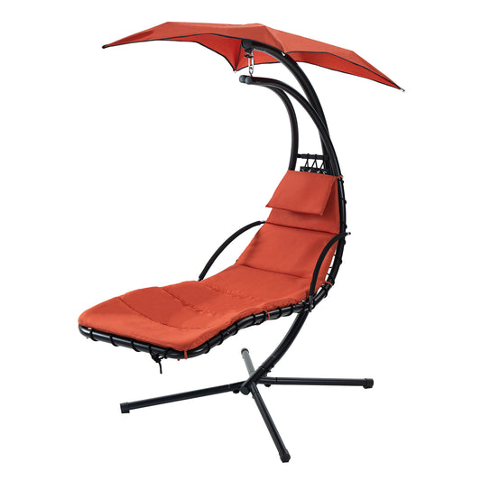 Hanging Chaise Lounger, Removable Canopy, Outdoor Swing Chair