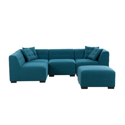 Sectional Sofa with Removable Ottoman Green