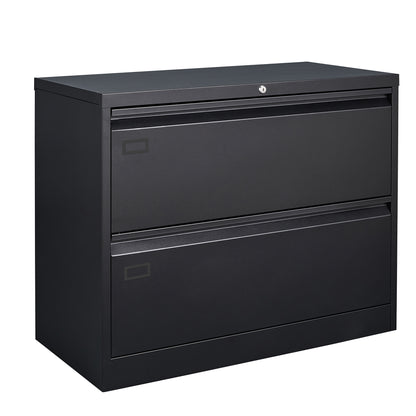 2 Drawer Lateral Filing Cabinet Large Deep Drawers Lockable