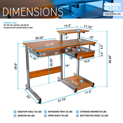 Techni Mobili Computer Workstation Desk