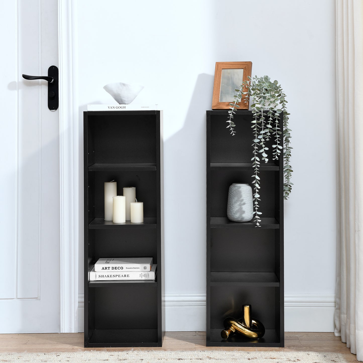Slim Storage Cabinet with Adjustable Shelves for Home Office