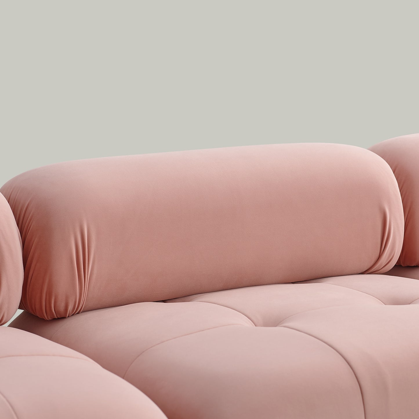 Modular Sectional Sofa, L Shaped Couch with Reversible Ottoman, Pink Velvet