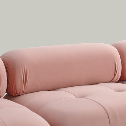 Modular Sectional Sofa, L Shaped Couch with Reversible Ottoman, Pink Velvet