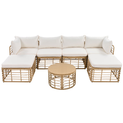 7 Pieces Outdoor Patio Furniture, All-Weather Sectional Sofa Set