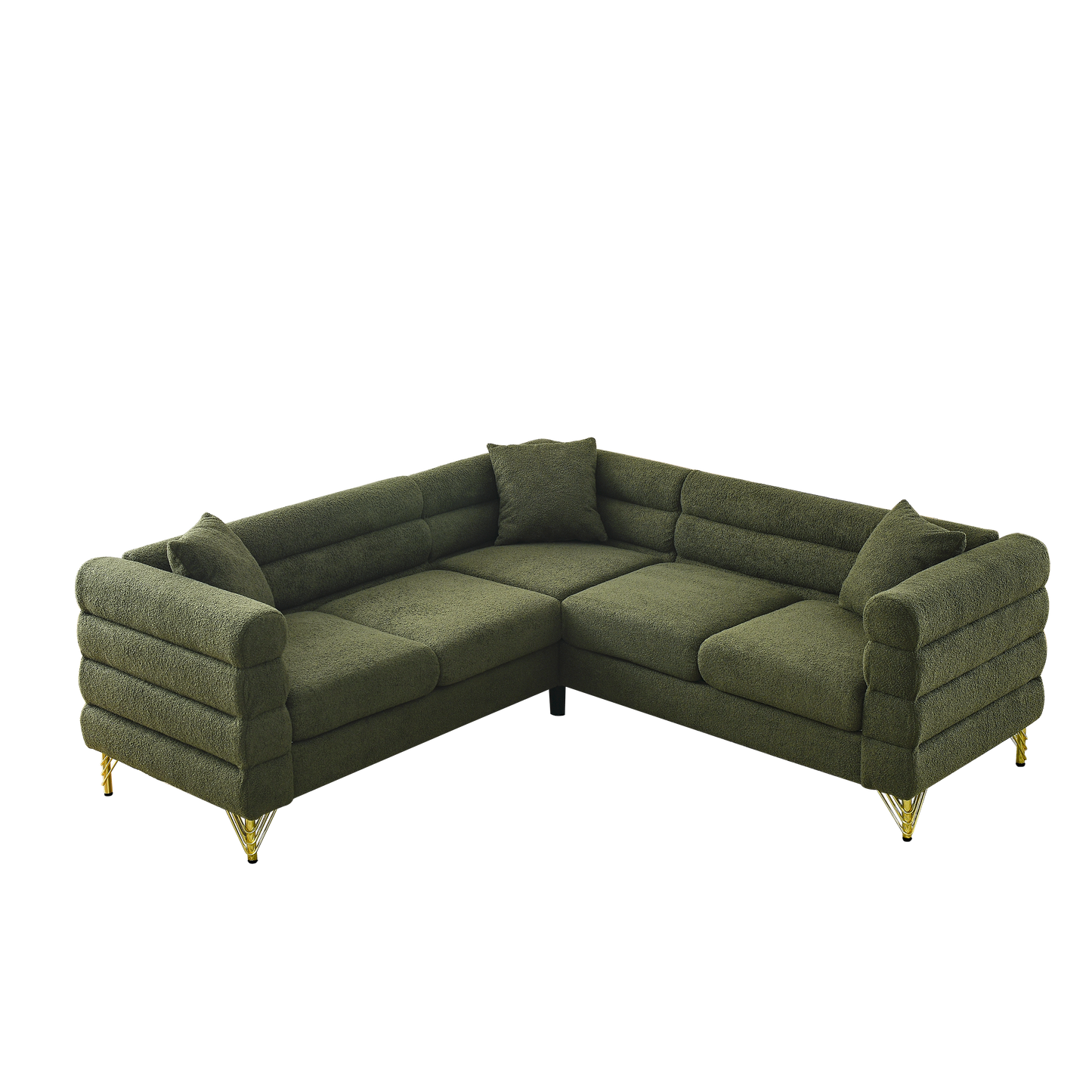 Sectional Sofas Couch, 5-Seater with 3 Cushions