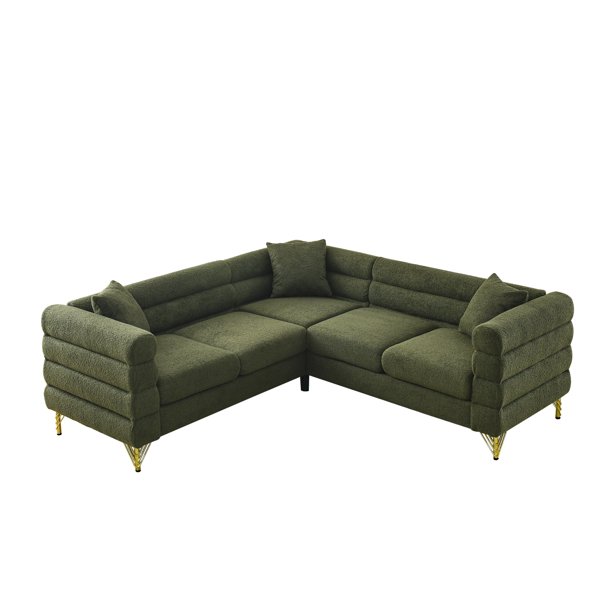 Sectional Sofas Couch, 5-Seater with 3 Cushions