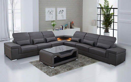 Moonlit Leather L-Shape Sectional Couch