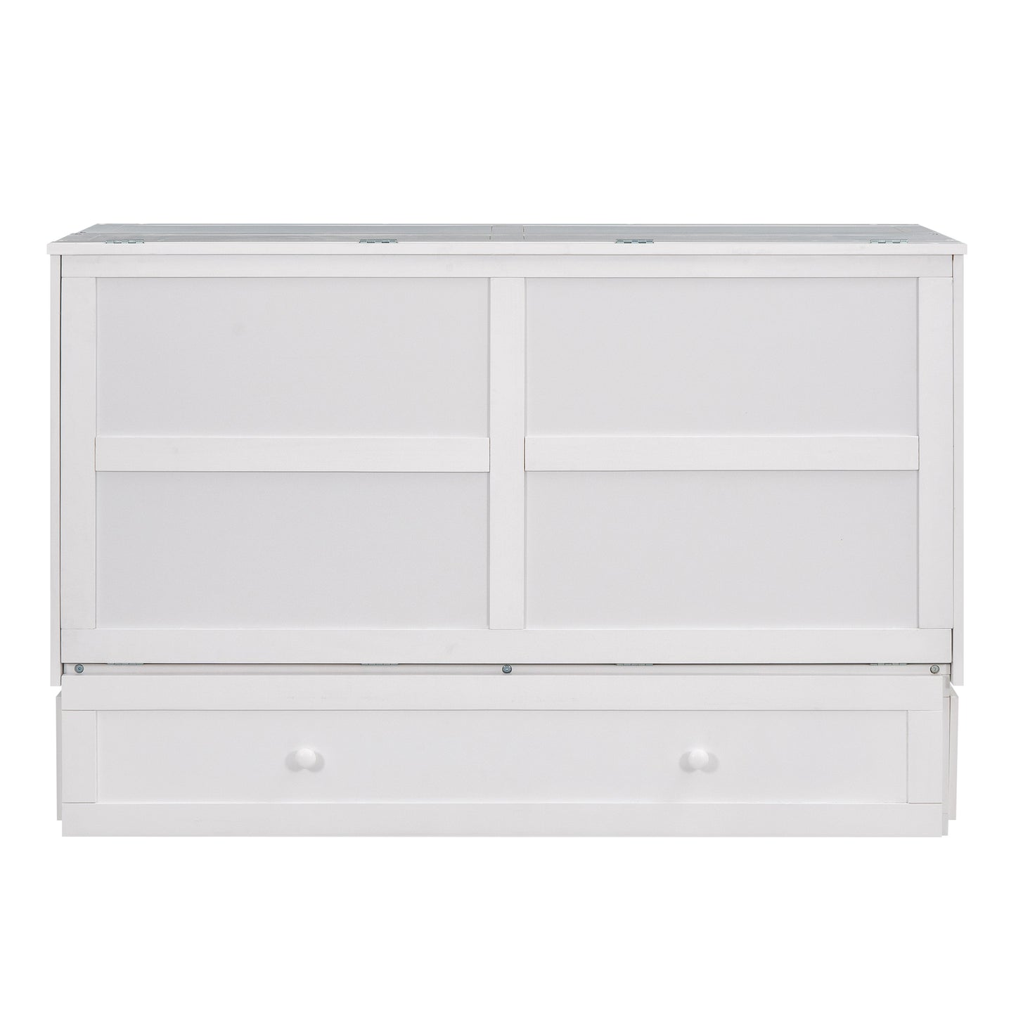 Mobile Murphy Bed: Queen Size with Drawer and Side Shelves, White