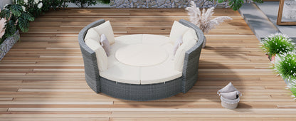 Patio 5-Piece Round Sectional Sofa Set All-Weather