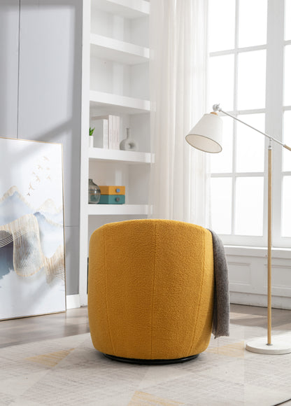 Accent Armchair, Barrel Chair, Metal Ring, Yellow