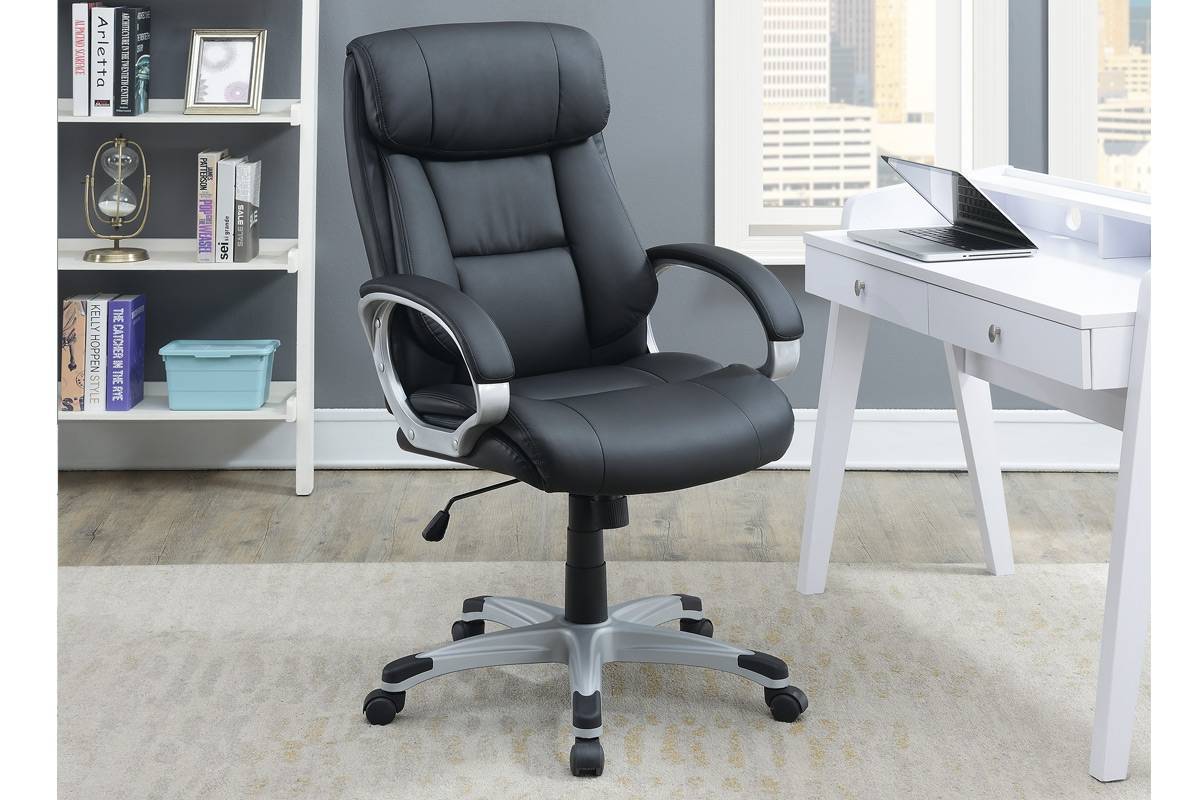 Office Chair Black Color Cushioned Headrest Adjustable
