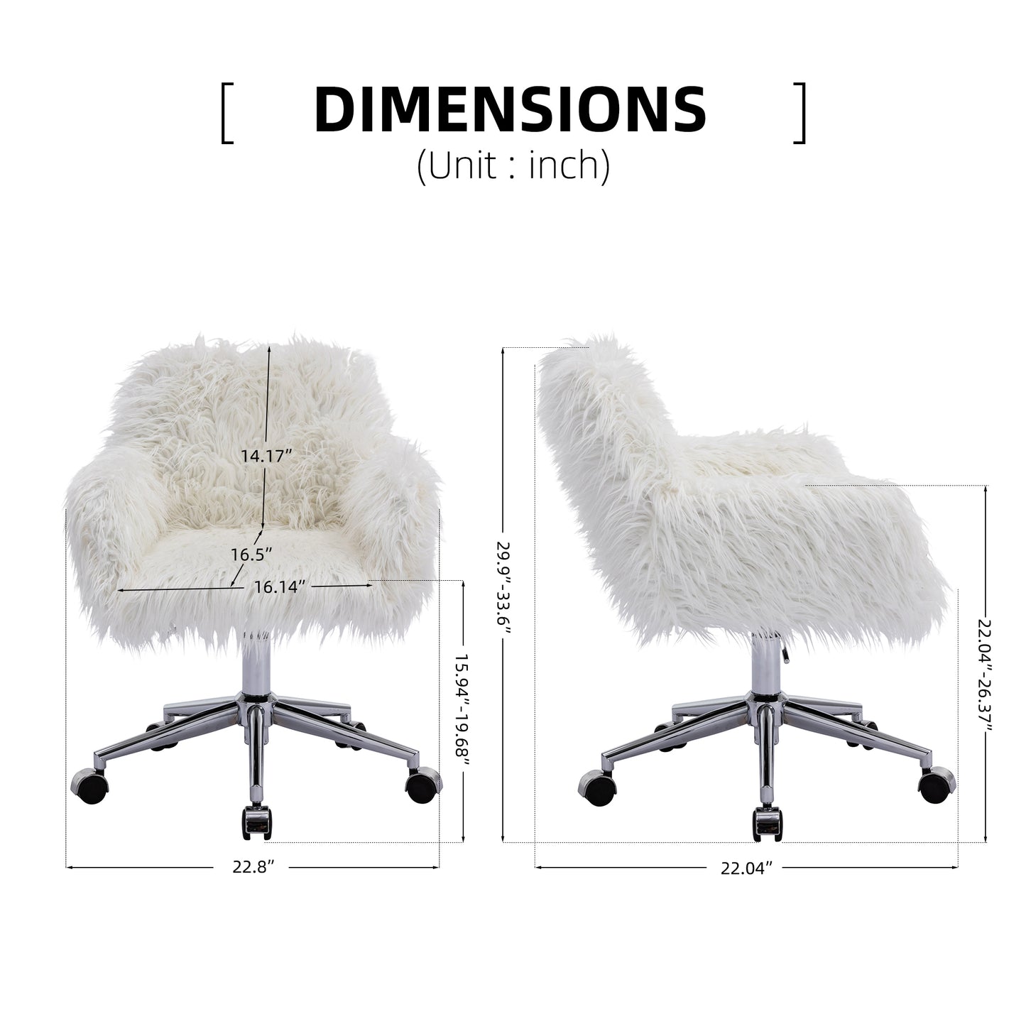 Modern Faux fur home office chair, fluffy chair, makeup vanity Chair