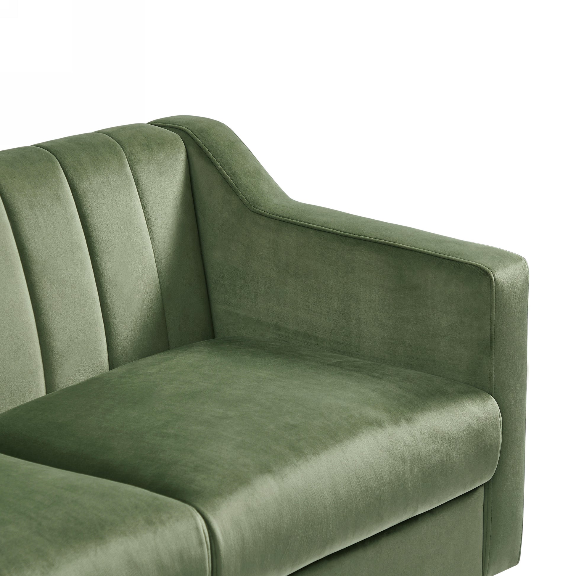 Mid Century Velvet Sofa, Wooden Frame, 3 Seats