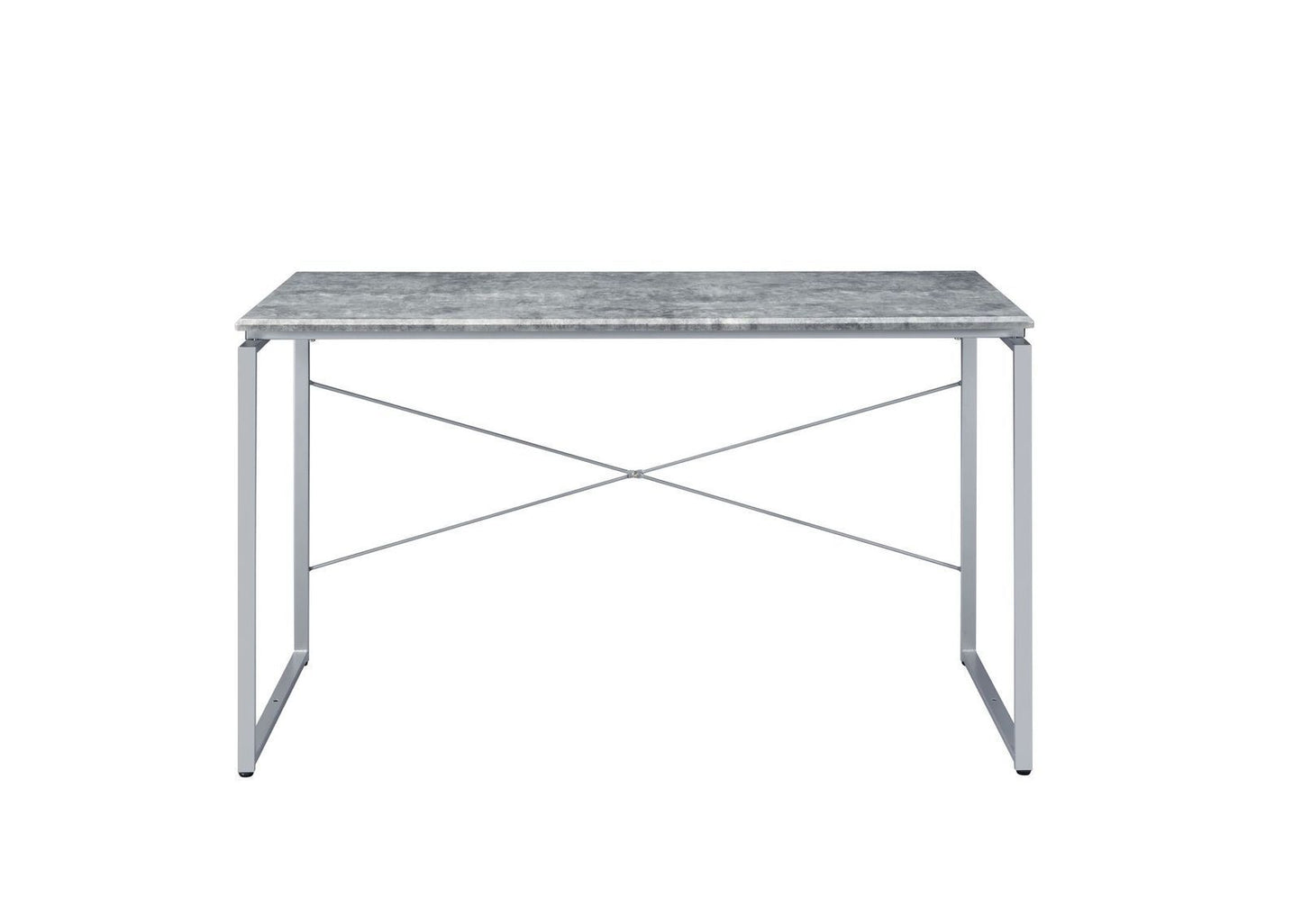 ACME Jurgen Desk, Faux Concrete & Silver