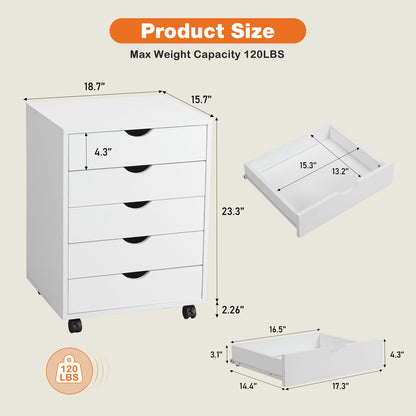 5 Drawer Chest - Storage Cabinets Dressers for Office