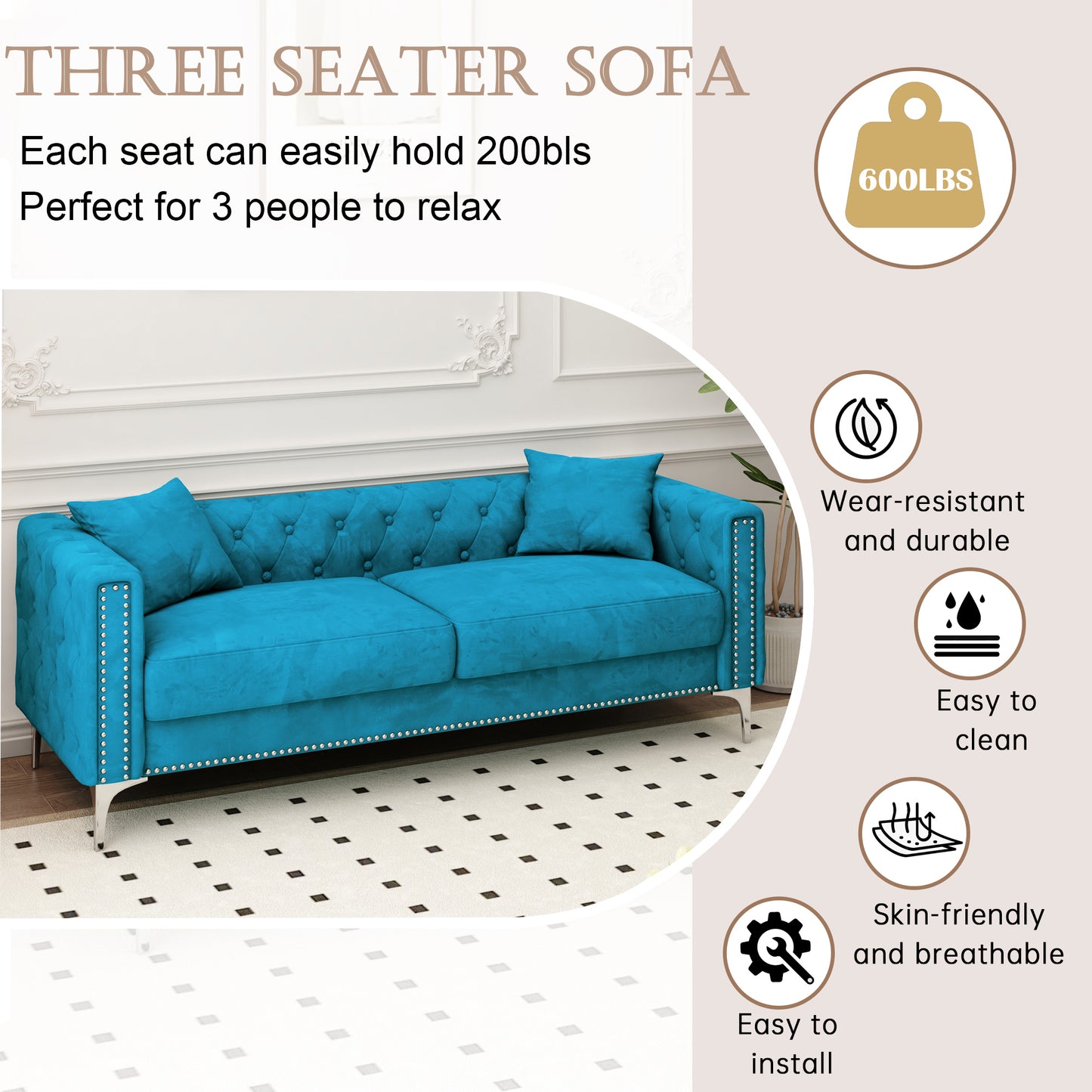 Sofa Loveseat triple sofa large and small Spaces