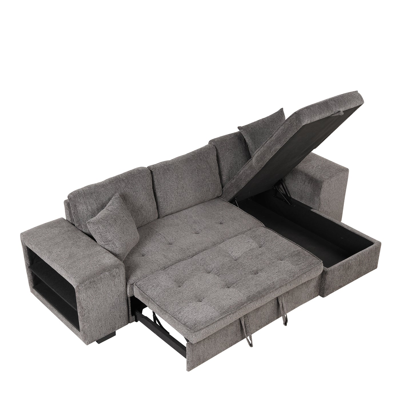 Sectional, Sleeper Sofa, Storage Chaise, 2 Stools