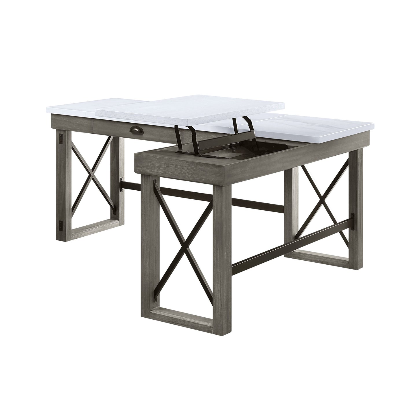 ACME Desk w/Lift Top in Marble Top & Weathered Gray Finish