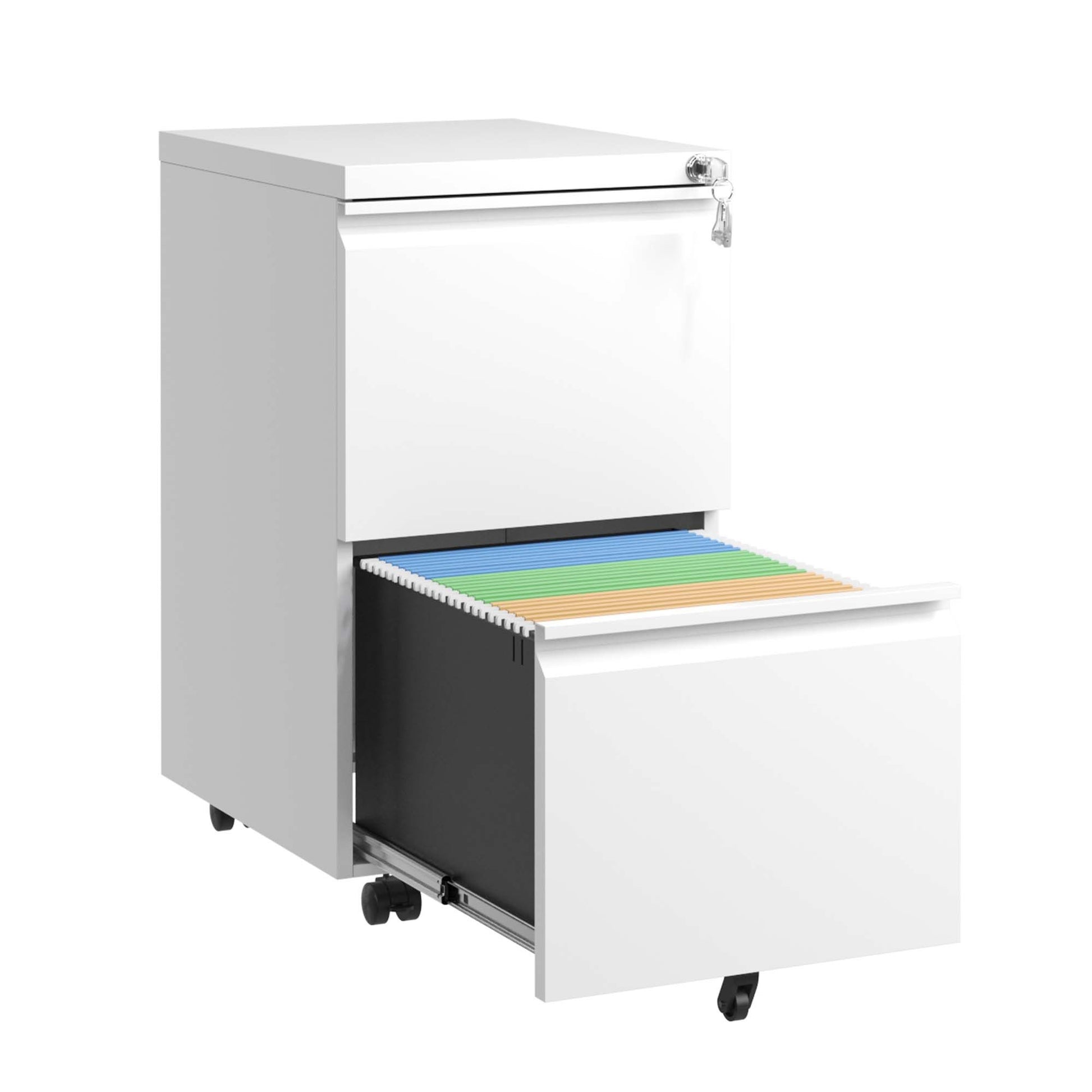 2 Drawer Metal Mobile File Cabinet, Rolling File