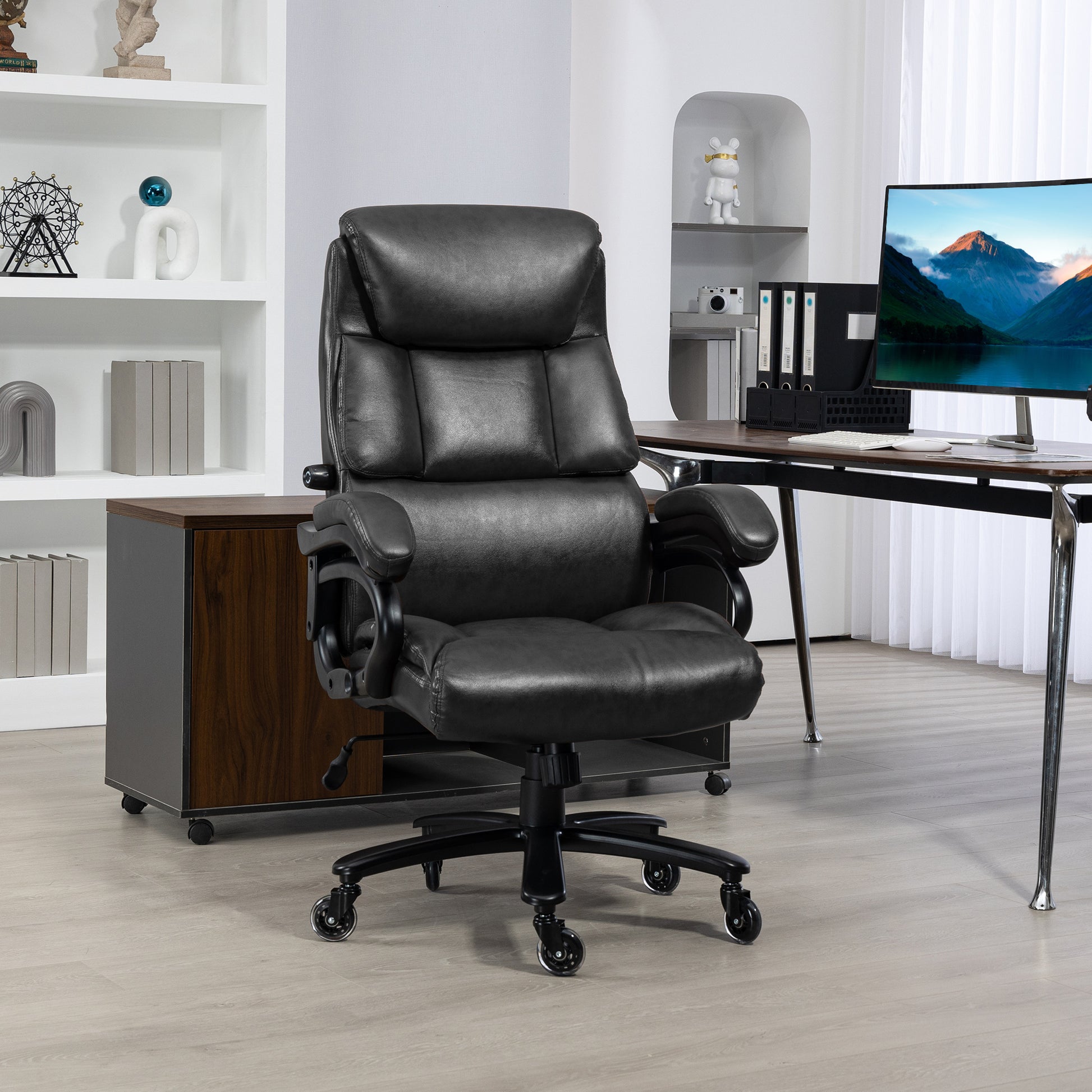 Vinsetto Leather Office Chair for Desk, 400lb, Black