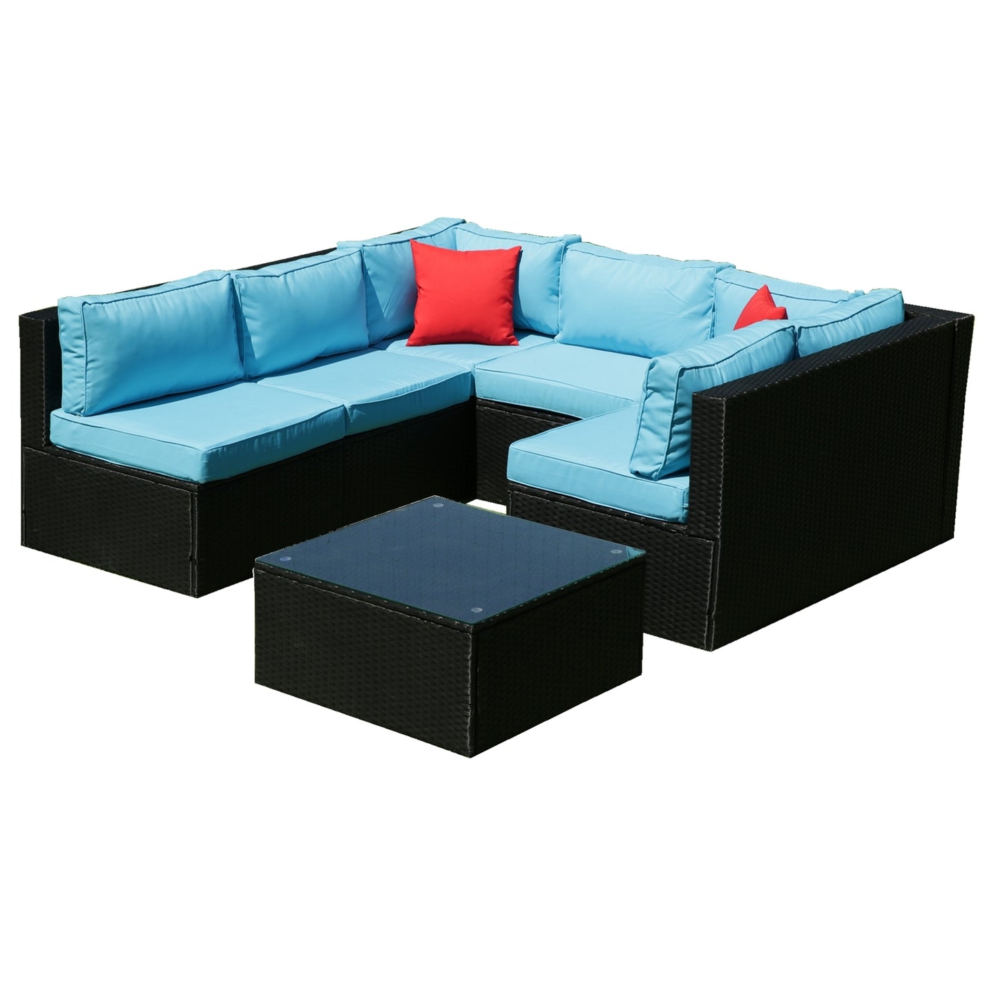 5 Pieces sectional Outdoor Furniture Cushioned, 2 Pillow