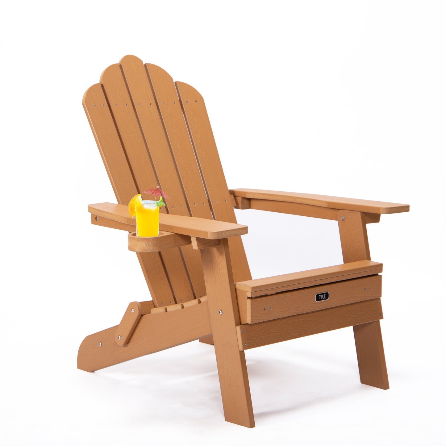 Folding Adirondack Chair with Pullout Ottoman with Cup Holder
