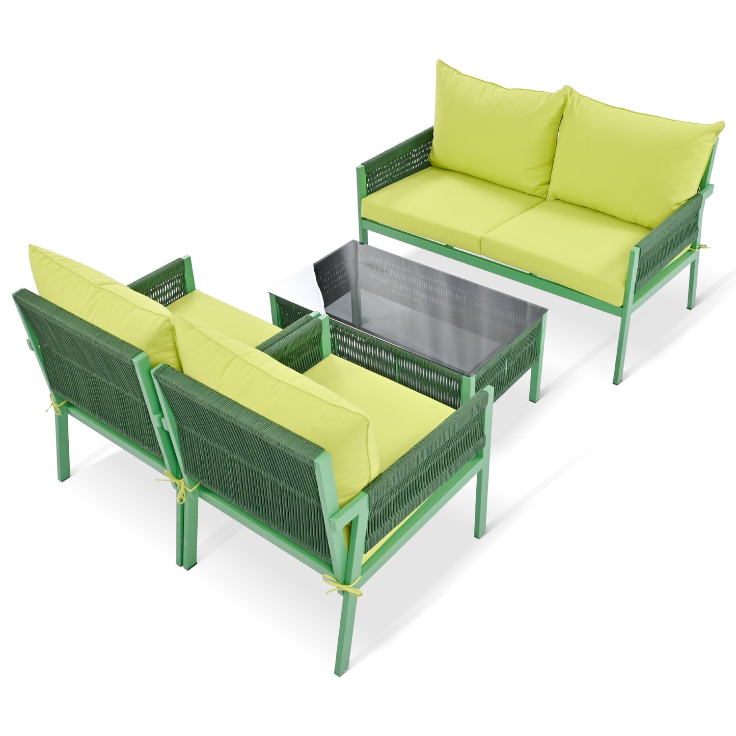 4-Piece Patio Furniture Set, Outdoor Furniture, Glass Table