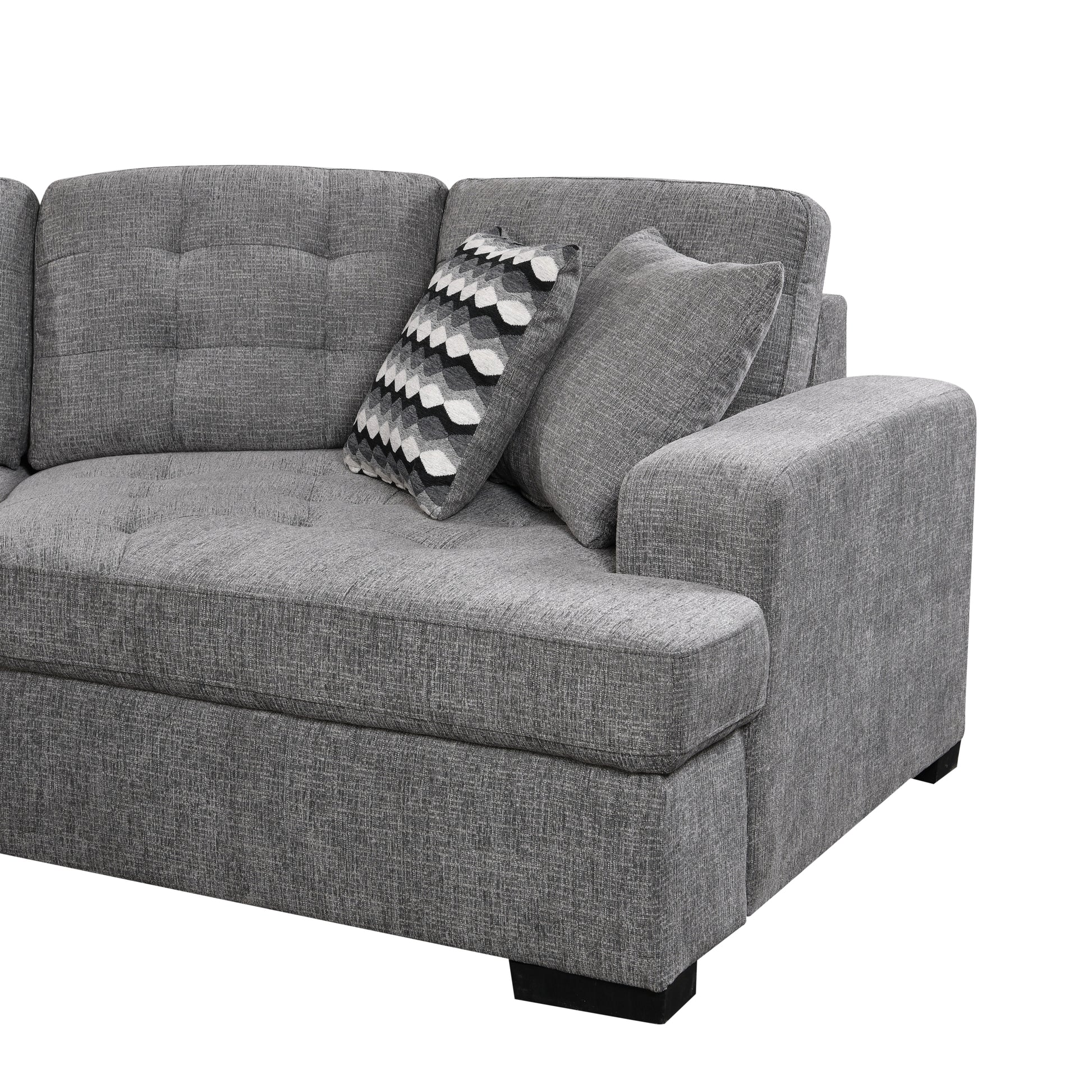 U-Shape Sectional Sofa, Oversized, Wide Chaise, Grey