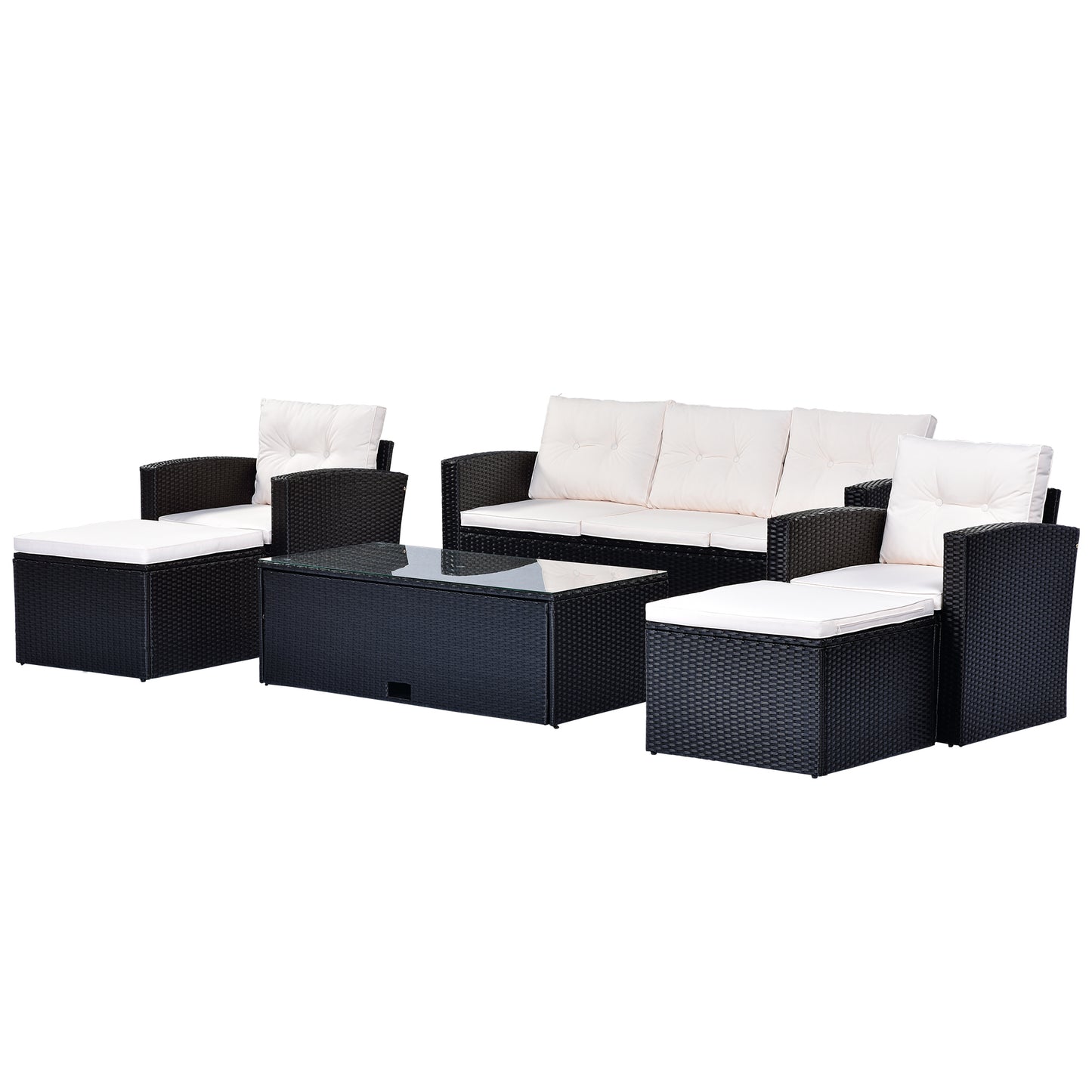 6-piece All-Weather Patio Outdoor Dining Sectional Set coffee table