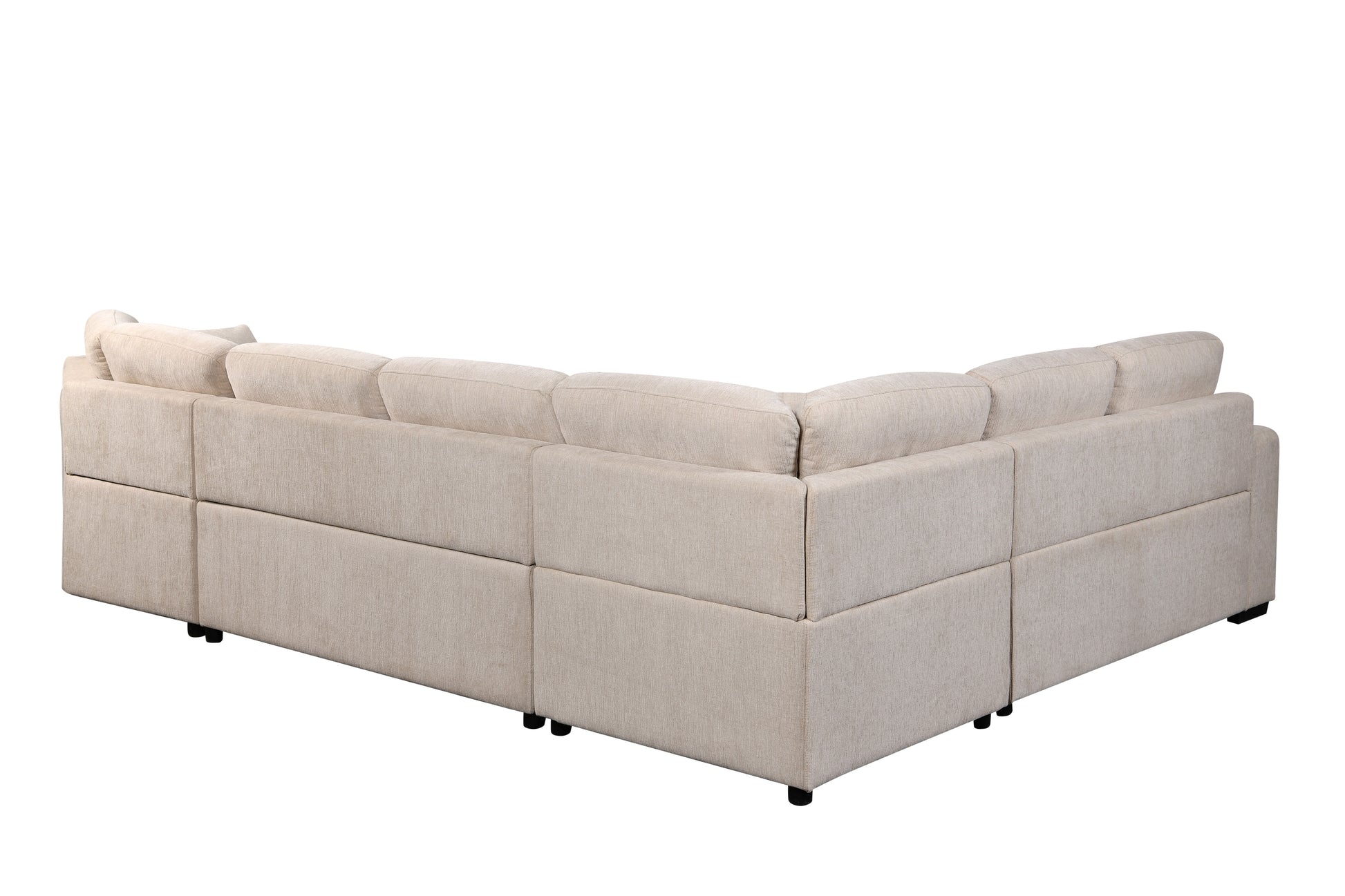 Oversized U-Shape Sectional: Wide Chaise, Beige, Ideal for Home.