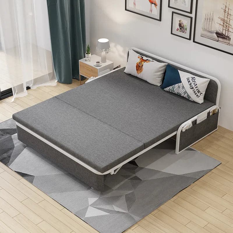 Modern Linen Convertible Sofa Bed Storage