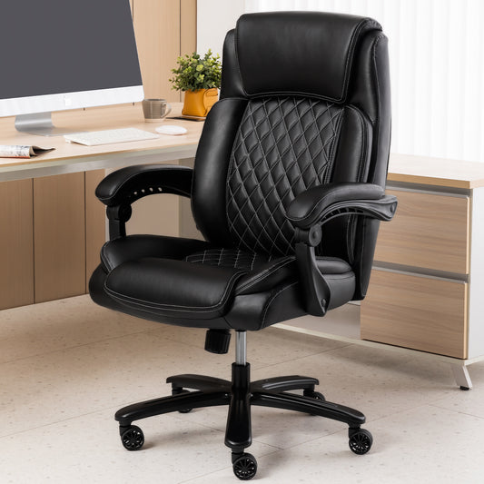 Executive Office Chair, Wide Seat Bonded Leather