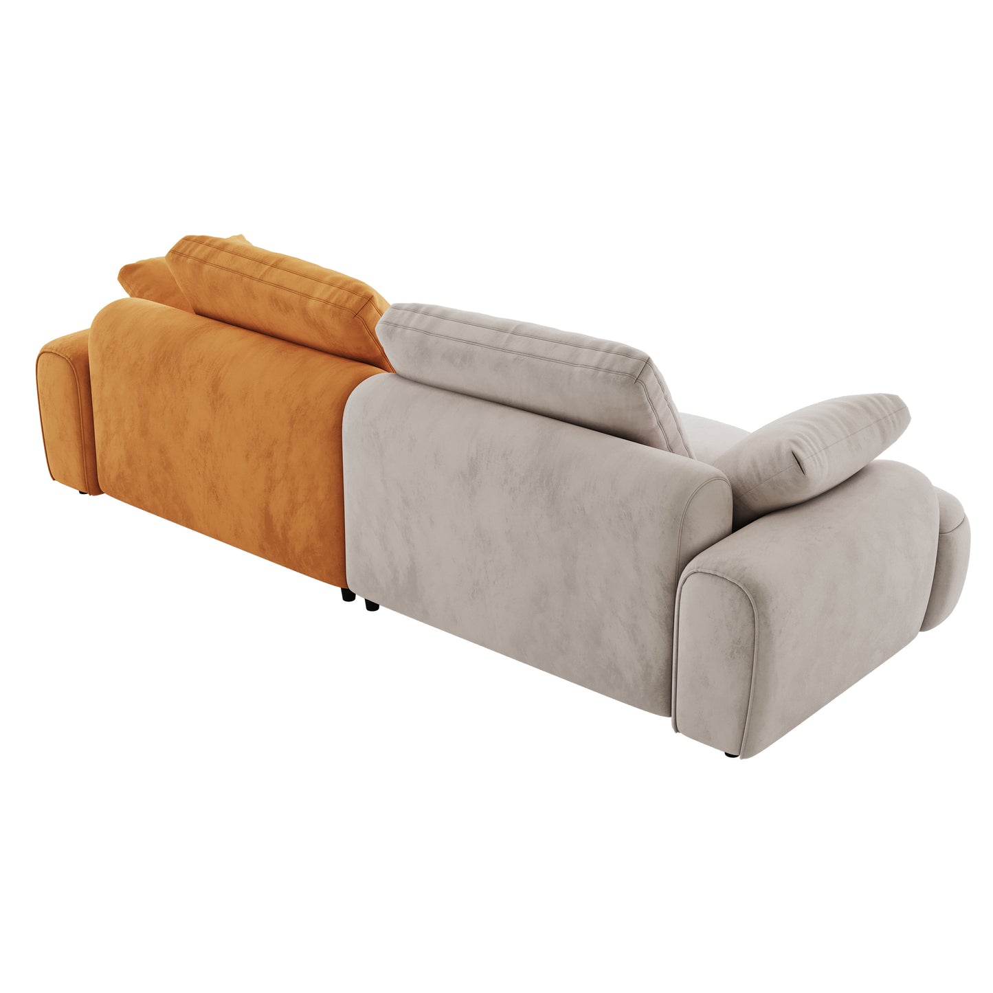 Modern Upholstered, Beige yellow suede fabric