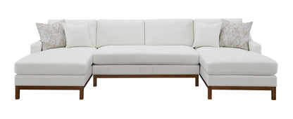 Valiant Sectional Sofa w/4 Pillows, Ivory Chenille