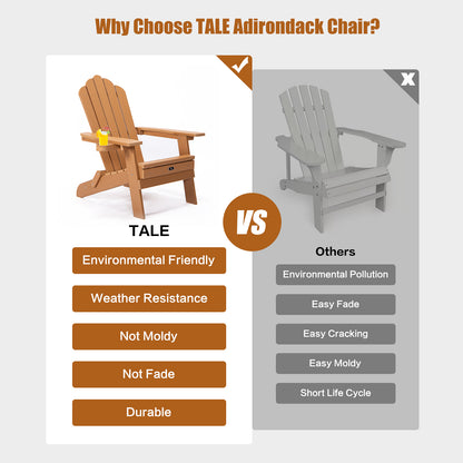 Folding Adirondack Chair with Pullout Ottoman with Cup Holder