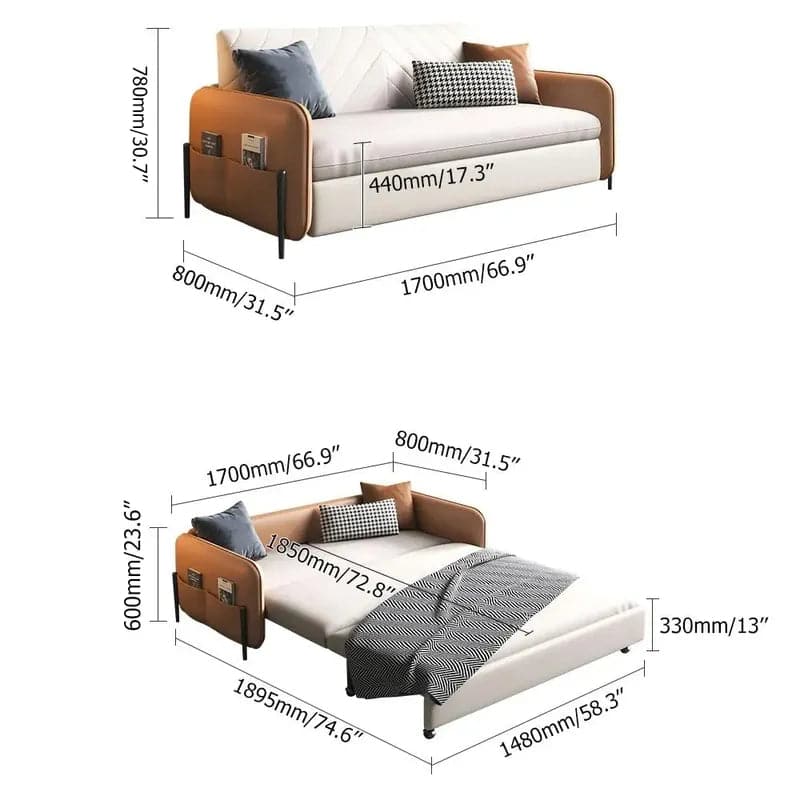 Convertible Sofa Bed with Storage Pocket