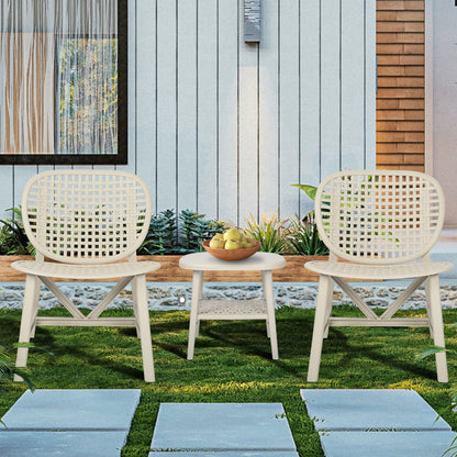 3 Pieces Hollow Design Retro Patio Table Chair Set All Weather