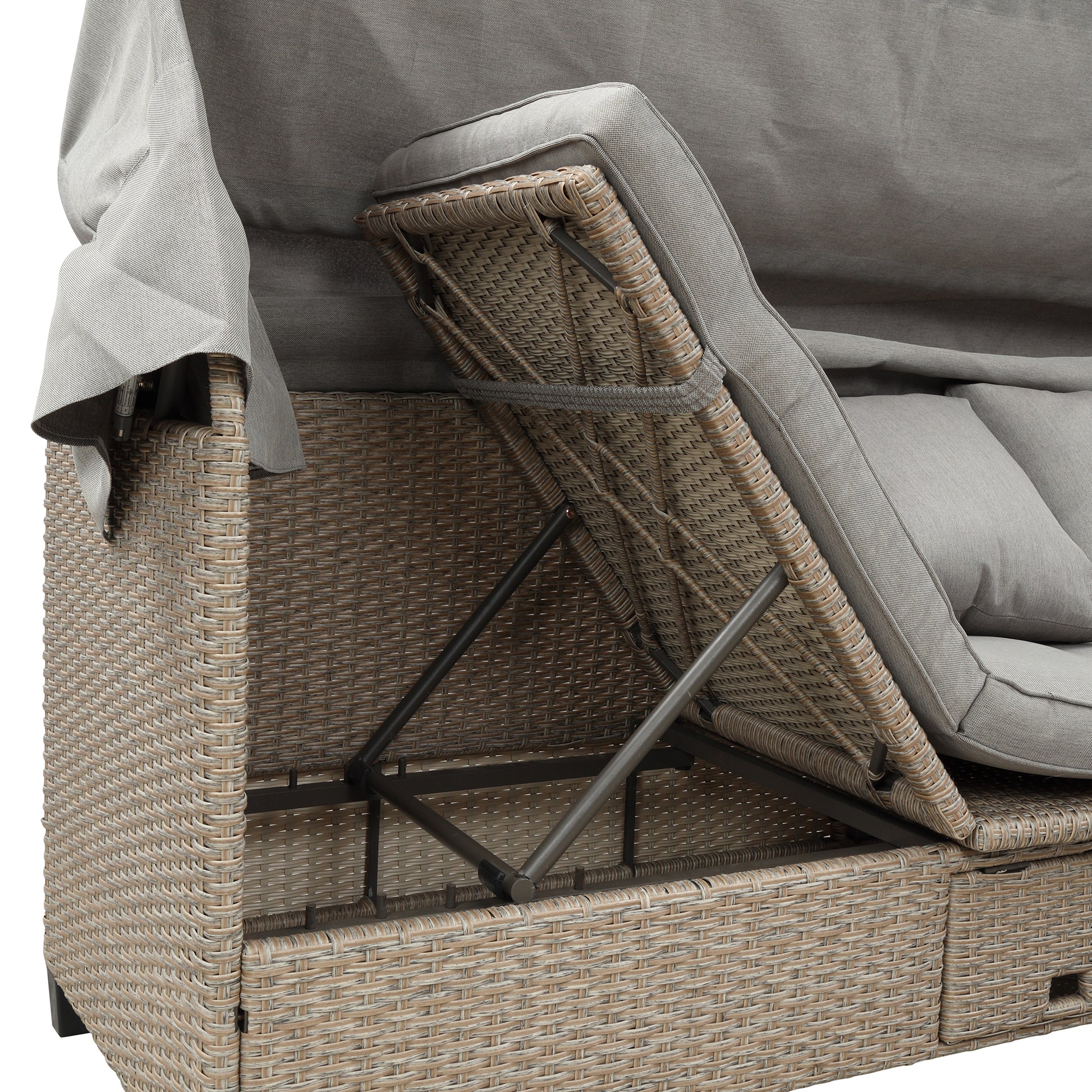 4 Piece UV-Proof Resin Wicker Patio Sofa Set, Retractable Canopy