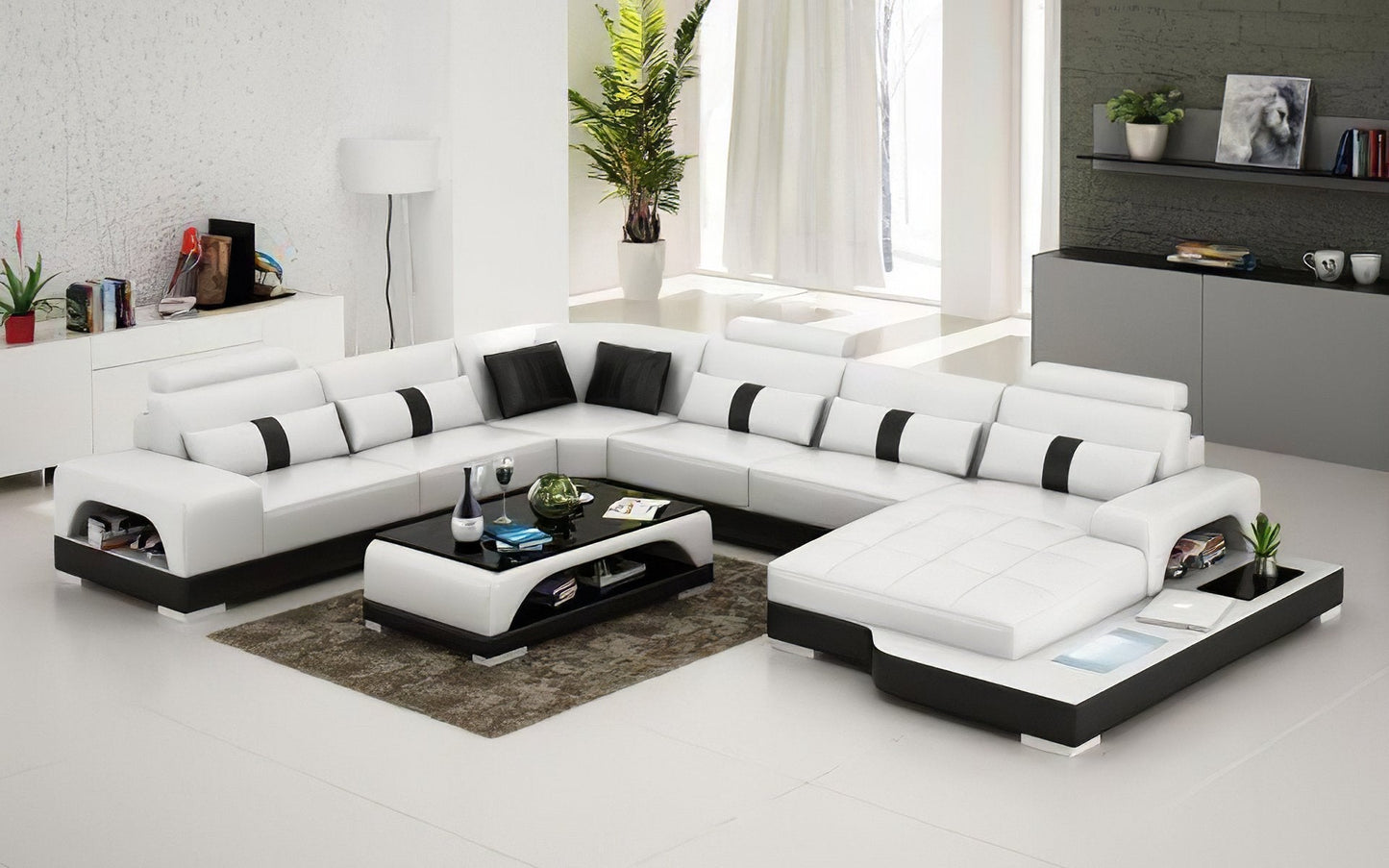 Stellar Large Leather Sectional with LED Lights
