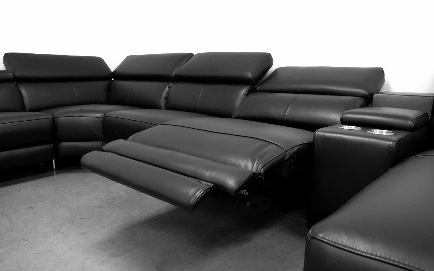 Modern Leather Sectional with Recliner