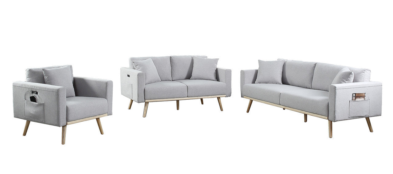 Easton Light Gray Linen Living Room Set