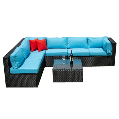 5 Pieces sectional Outdoor Furniture Cushioned, 2 Pillow