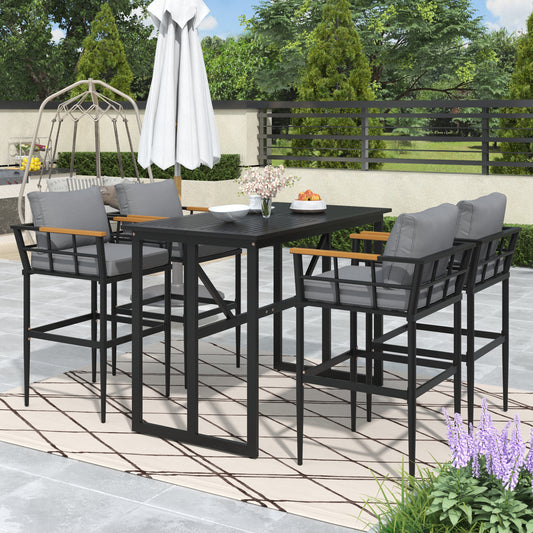 Steel Outdoor Dining Set, Armrest Suitable For Patio