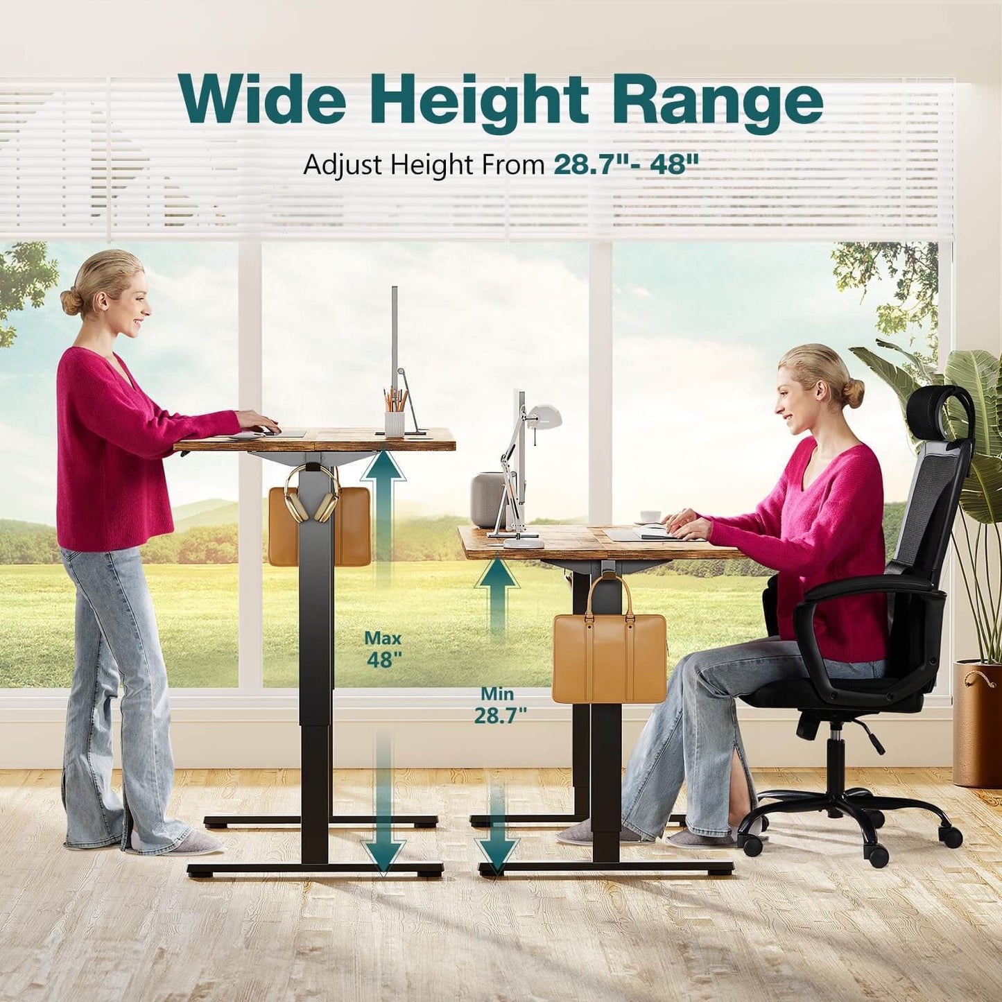 Electric Height Adjustable Standing Desk, Ergonomic Computer