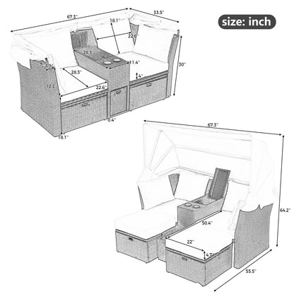 2-Seater Outdoor Patio Daybed Outdoor Double Daybed