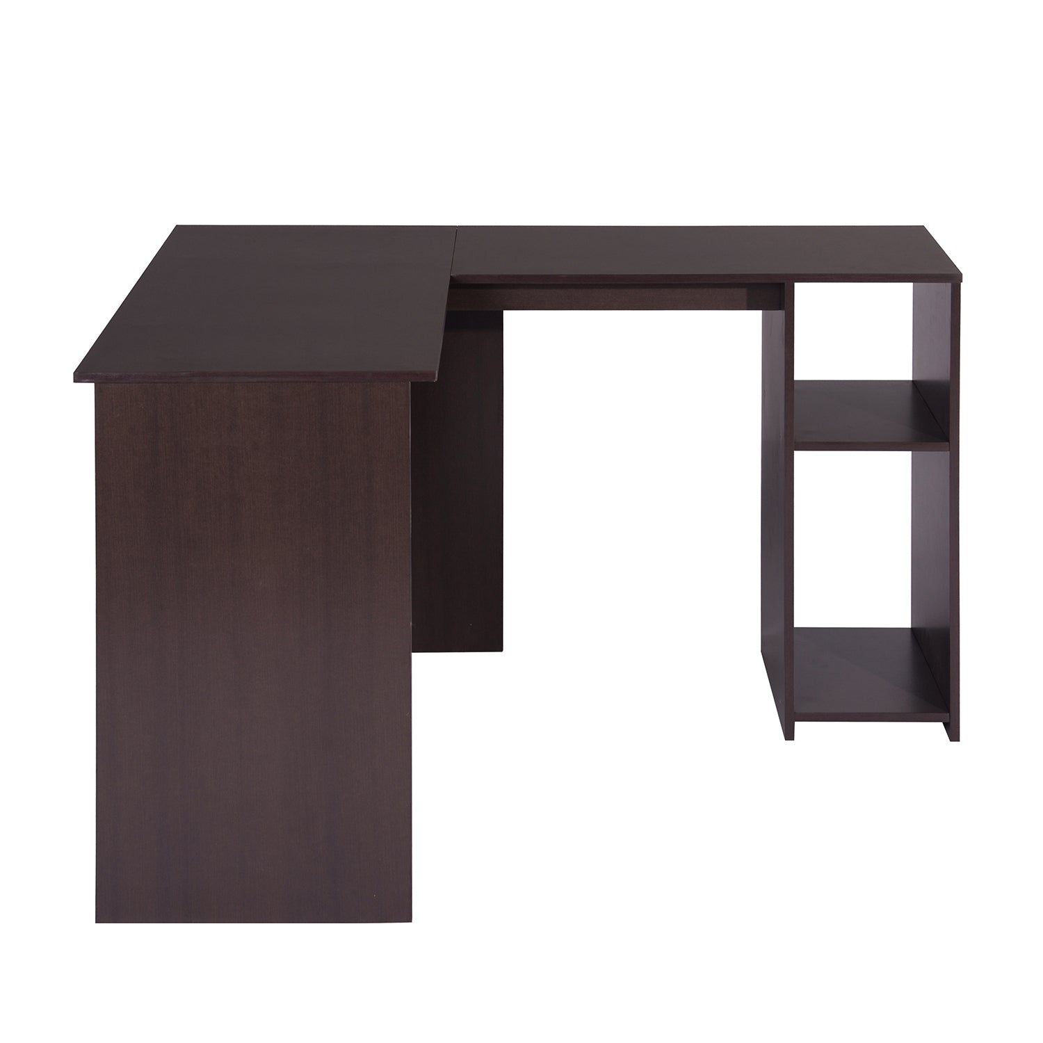 Desk L-Shaped Home Office Workstation, 2 Storage Shelves and Hutches