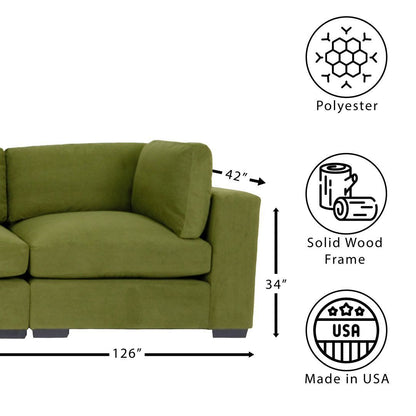 Forest Green Sofa: Modern 3-Seater for Living Room, Bedroom, Office