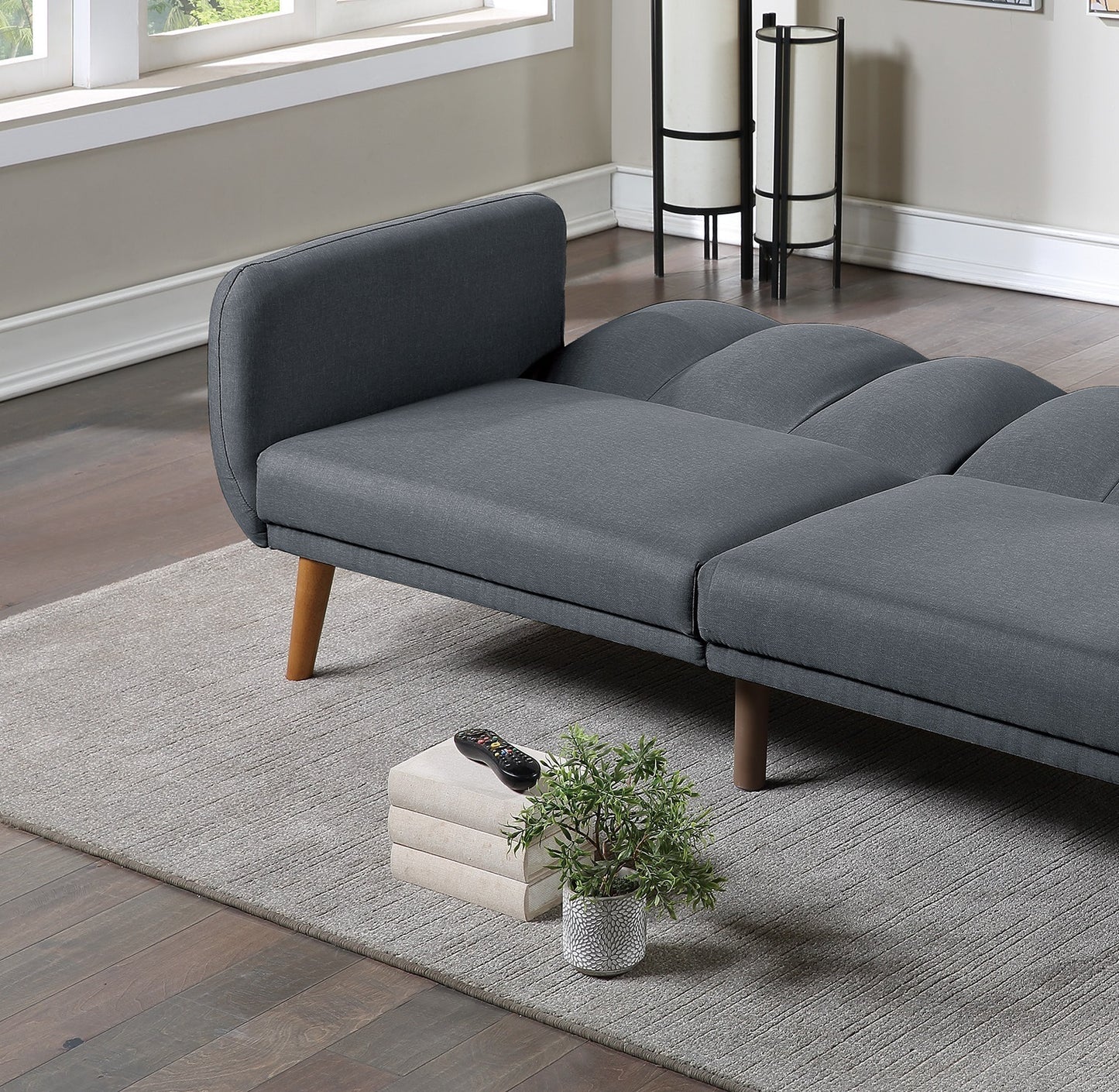 Blue-Grey Sofa, Convertible Bed, Wooden Legs, Lounge